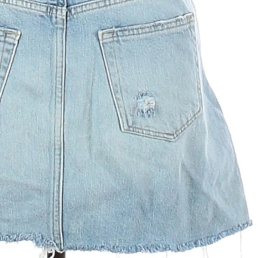 We the Free 29 blue BOHO button fly distressed fringe hem denim jean mini skirt